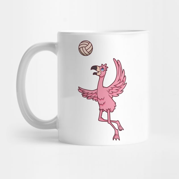 Cartoon flamingo playing volleyball by Modern Medieval Design